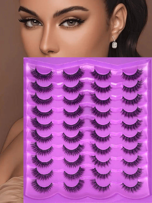 Shein 20 pares de pestañas postizas 5D, cola alada, material de seda, pestañas artificiales naturales encantadoras