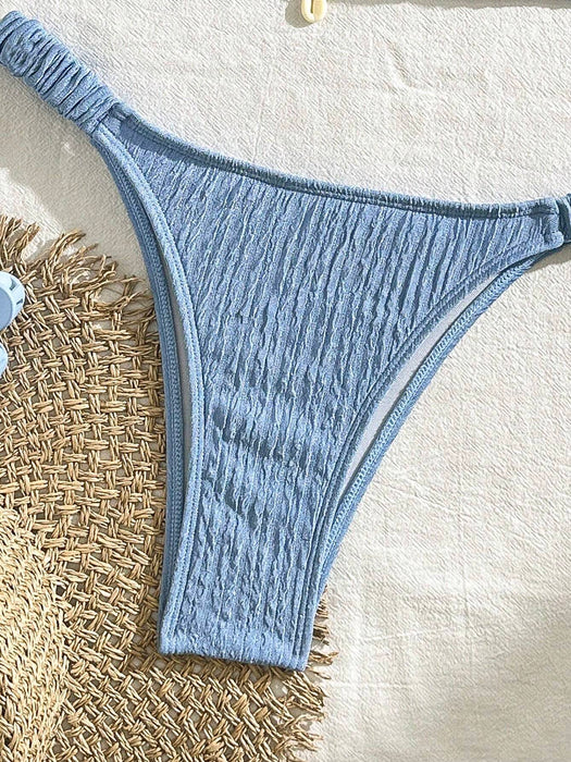 SHEIN Swim Conjunto de bikini de unicolor simple con top triangular