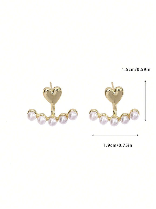 1 par de aretes de perlas falsas en forma de corazón