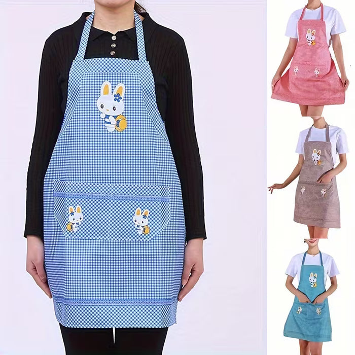 Delantal elegante de poliéster con diseño de conejo de dibujos animados, para cocinas