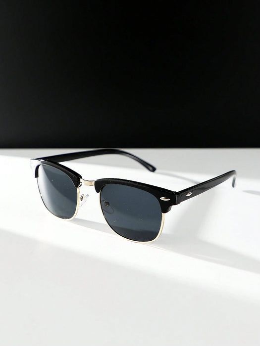 Set de 4 gafas de estilo geométrico y cuadrado con doble puente de metal