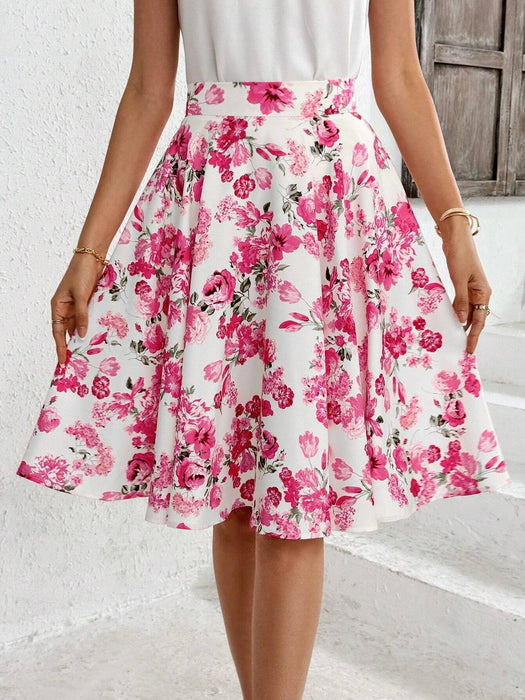 SHEIN Clasi Ropa básica elegante de corte A con estampado completo para profesoras