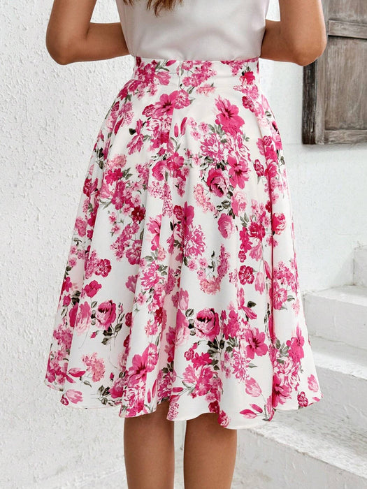 SHEIN Clasi Ropa básica elegante de corte A con estampado completo para profesoras