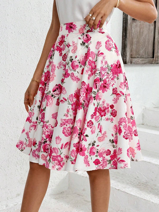 SHEIN Clasi Ropa básica elegante de corte A con estampado completo para profesoras
