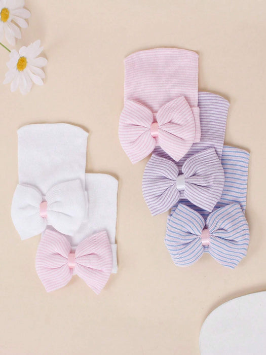 SHEIN 5 piezas Sombreros de recién nacido, Sombreros tejidos lindos con gran lazo