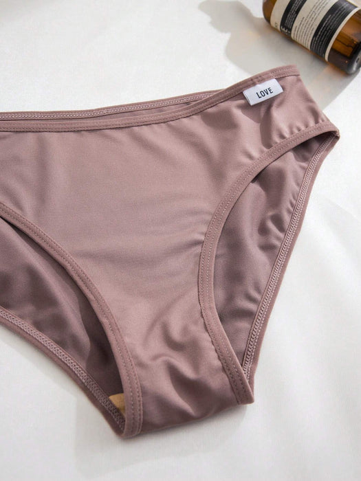 SHEIN 5 braguitas triangulares cómodas de color liso con estampado de amor para mujer