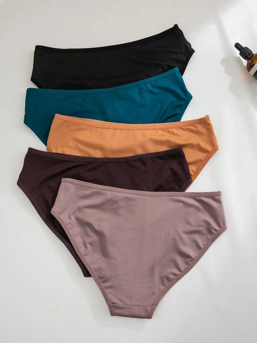 SHEIN 5 braguitas triangulares cómodas de color liso con estampado de amor para mujer