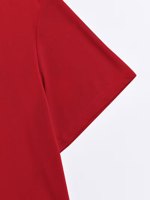 SHEIN Camiseta de Cuello Redondo con Estampado de Letras y Manga Corta