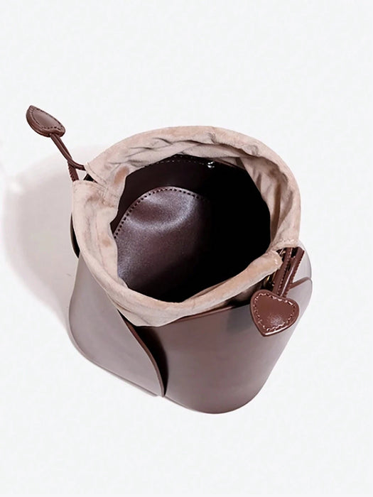 Bolso y bandolera retro para mujer de cubo con cordón de pétalo de hombro
