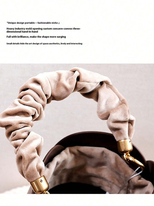 Bolso y bandolera retro para mujer de cubo con cordón de pétalo de hombro