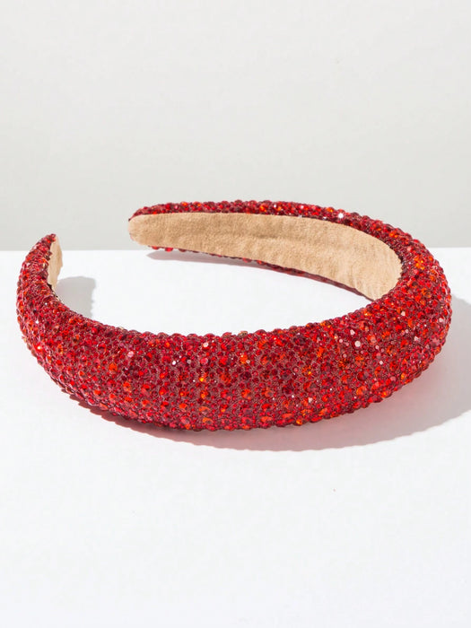 Shein Diadema de esponja gruesa estilo coreano con decoración de diamantes de imitación y perlas de imitación
