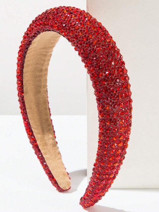 Shein Diadema de esponja gruesa estilo coreano con decoración de diamantes de imitación y perlas de imitación