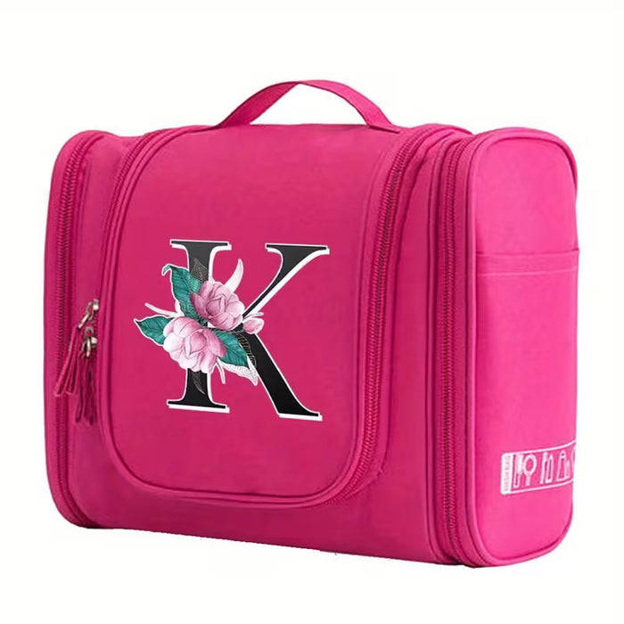 Neceser de Viaje para Mujer con Diseño Floral con Inicial K