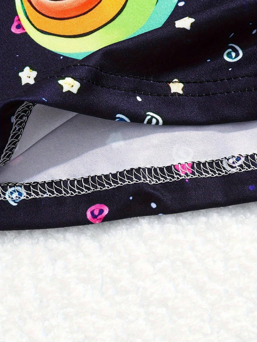 Vestido sin mangas con estampado de unicornio para niña, corte holgado y cómodo