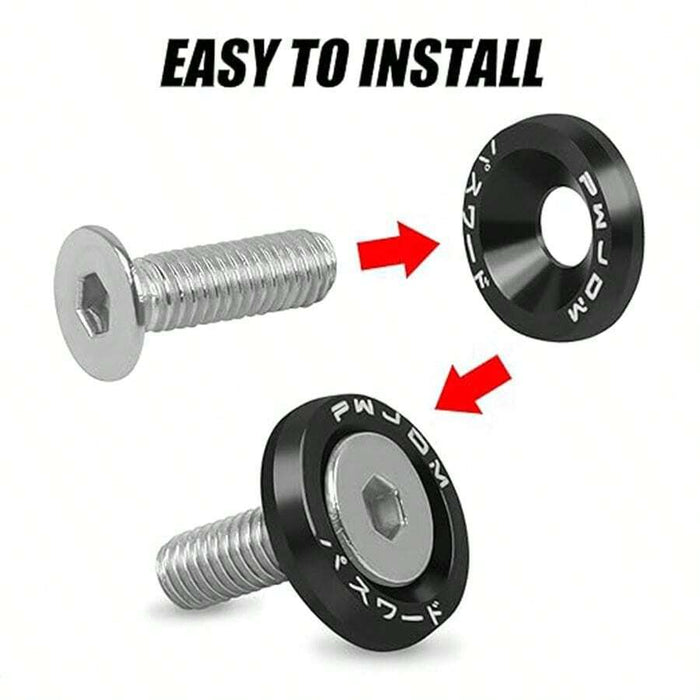SHEIN 10 piezas juego de tornillos y arandelas de aluminio M6 para decorar el compartimento del motor