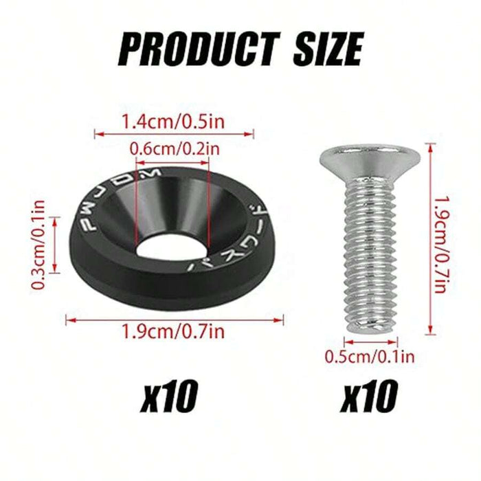 SHEIN 10 piezas juego de tornillos y arandelas de aluminio M6 para decorar el compartimento del motor