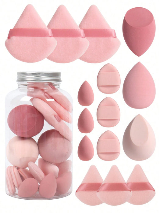 Shein Set de 15 esponjas de maquillaje con tarro de almacenamiento