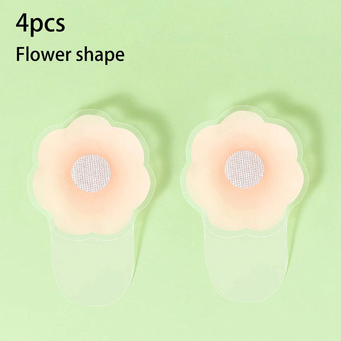 SHEIN 4 piezas de cubrepezones adhesivos de silicona para realzar los senos con forma de flor