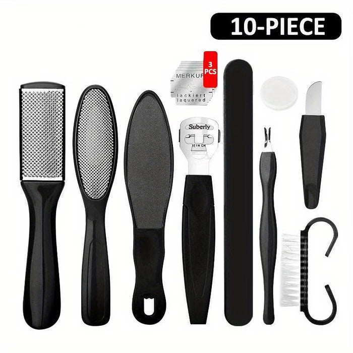 Set de 10 herramientas para el cuidado de los pies para exfoliar la piel muerta, alisar los talones