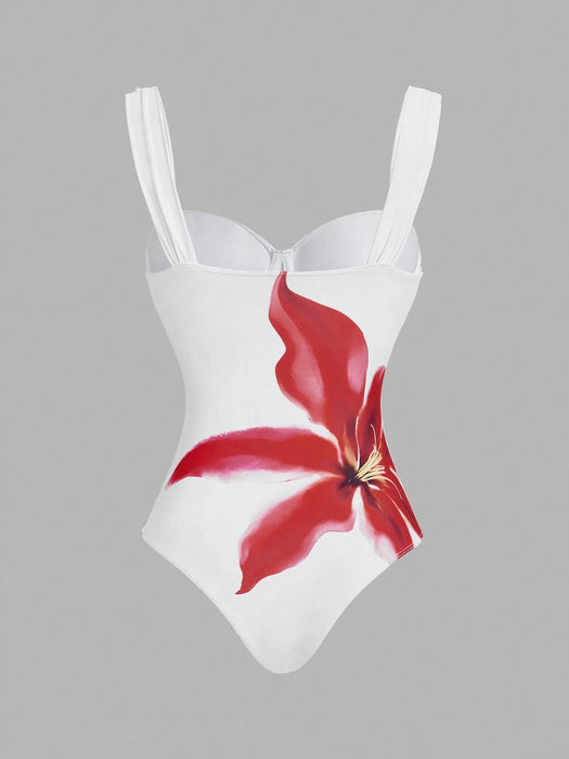 Shein  Swim OasisTraje de baño de una pieza con estampado floral para mujer