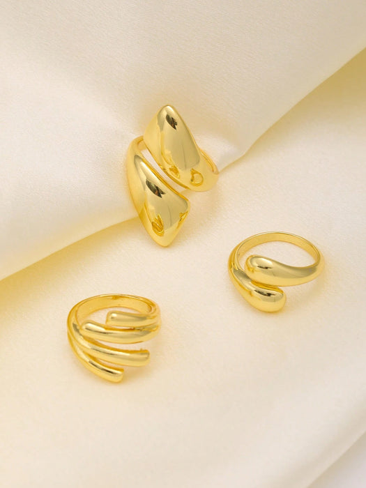 SHEIN 3 piezas Anillos de acero inoxidable de moda con diseño geométrico