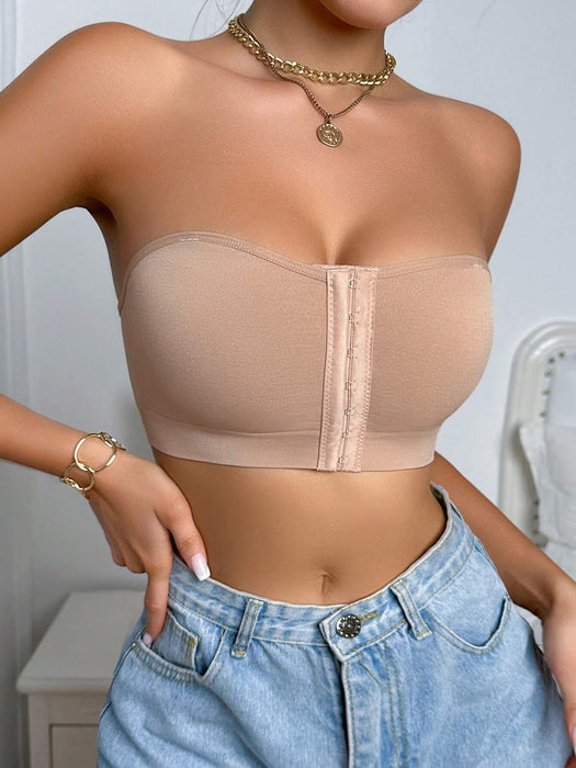 Shein Paquete de 3 sujetadores sin tirantes, cómodos, transpirables, con cierre frontal y sin aros