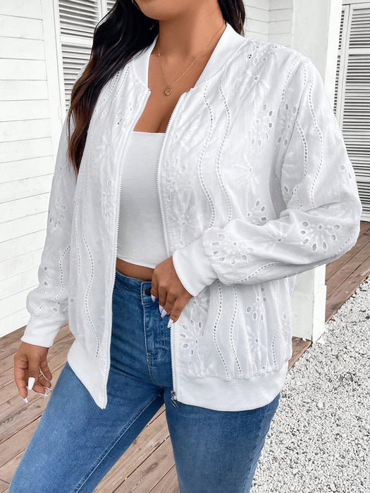 MODLILY Chaqueta de béisbol casual con textura y bordado