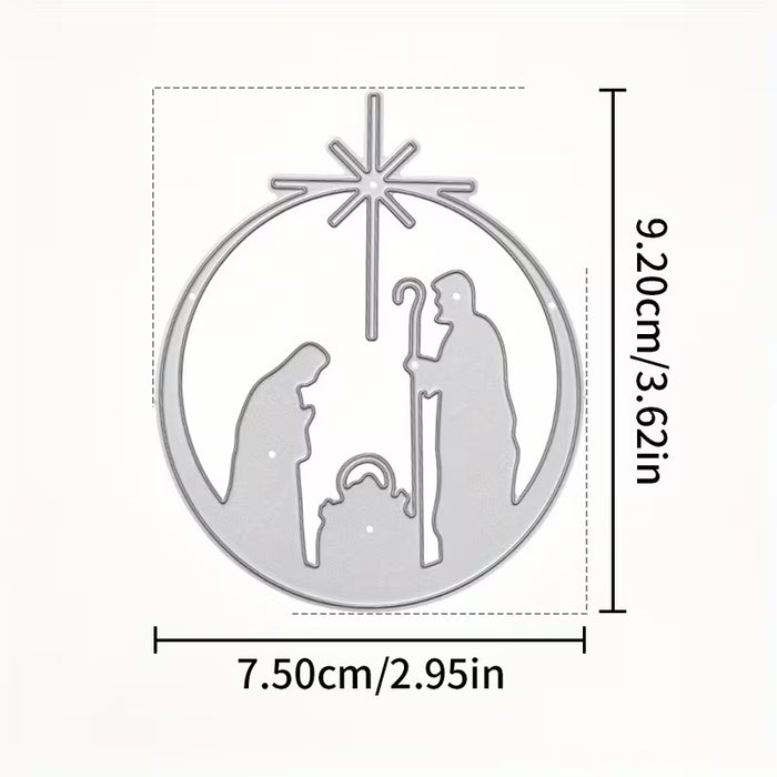 1 troquel de metal de la Natividad, de corte de familia en Navidad con ángel y estrella