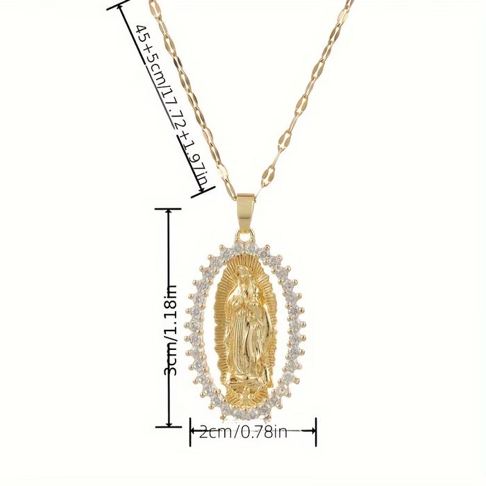 Collar con Colgante Geométrico de la Virgen María Elegante