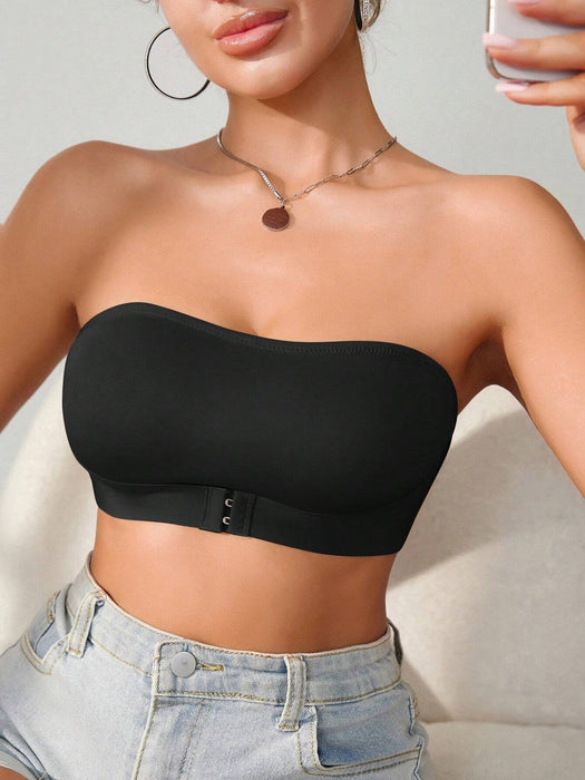 SHEIN Sujetador inalámbrico de una sola capa con cierre frontal para mujeres