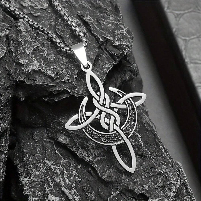 Shein SeuSuk 1 pieza Collar con colgante de cruz de acero inoxidable, joya amuleto de suerte irlandesa wicca unisex