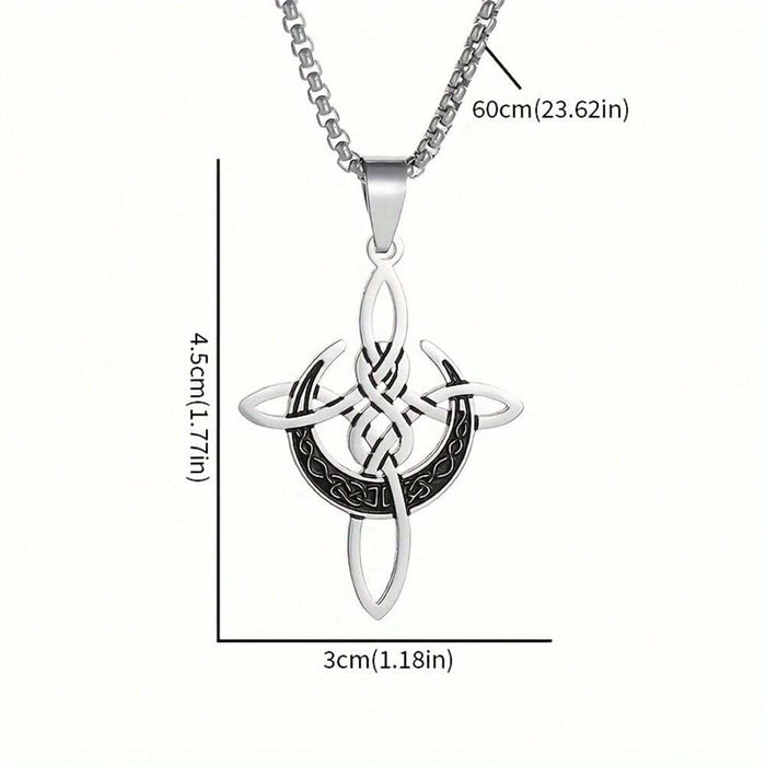 Shein SeuSuk 1 pieza Collar con colgante de cruz de acero inoxidable, joya amuleto de suerte irlandesa wicca unisex
