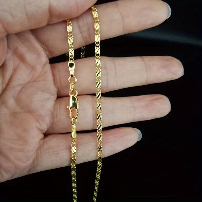 Collar de Cadena Plana 2D,  Versátil y Elegante para hombre
