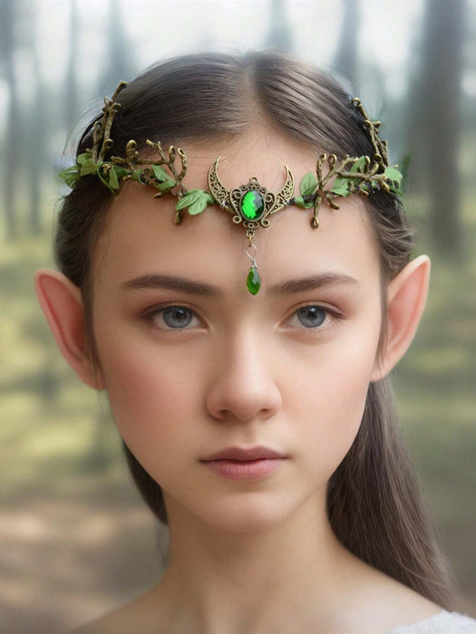 Shein 1 pieza Tiara retro elegante para mujer Decoración de metal y cristal Diadema de ramas de bosque