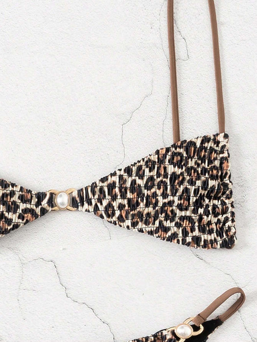 SHEIN Swim Bikini sexy de estampado de leopardo para mujer