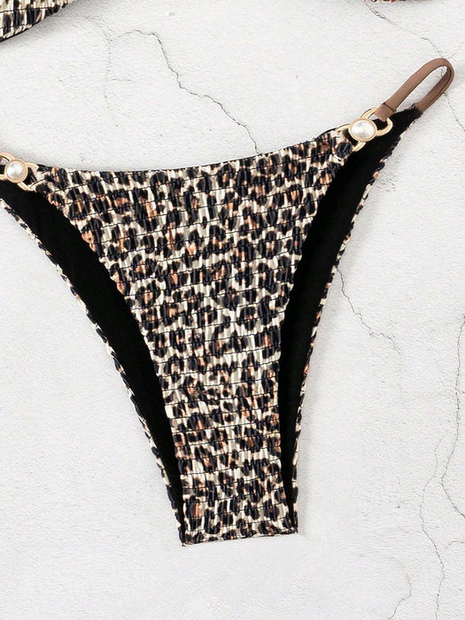 SHEIN Swim Bikini sexy de estampado de leopardo para mujer