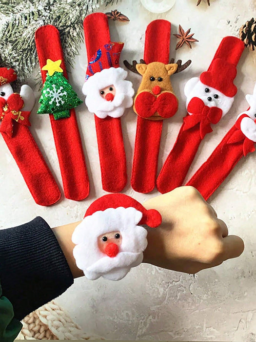 Shein 12 pulseras navideñas de peluche festivas con diseños de Papá Noel, muñeco de nieve, reno y oso