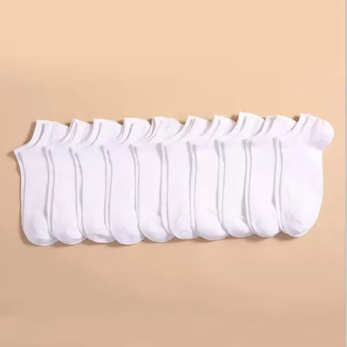 10 pares de calcetines unisex casuales de color liso delgados y transpirables