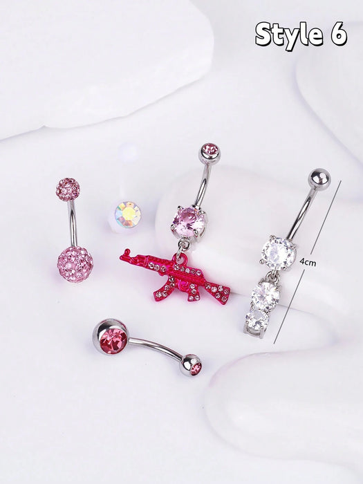 Morlyda Juego de 5 piercings para el ombligo con diseños aleatorios