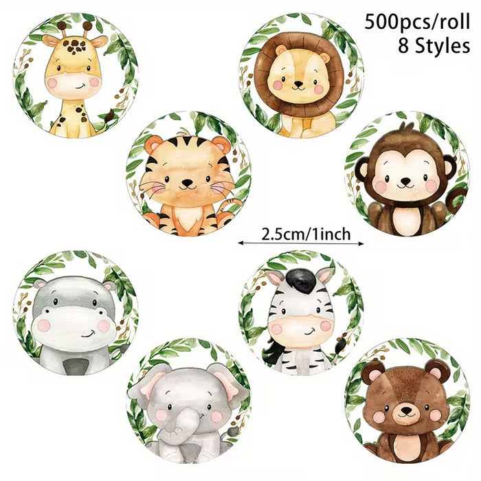 112pcs de  Pegatinas de Animales de la Selva en Rollo