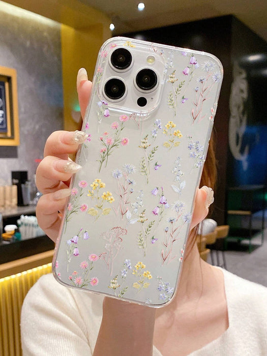 SHEIN 1 pieza Funda de teléfono con estampado floral compatible con iPhone 11