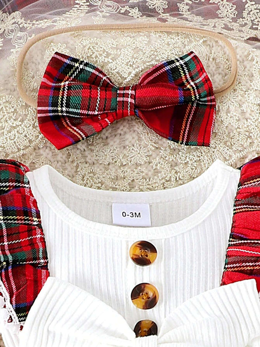 SHEIN 2 piezas Bodys con volantes a cuadros rojos y blancos