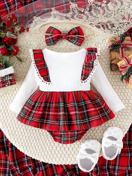 SHEIN 2 piezas Bodys con volantes a cuadros rojos y blancos