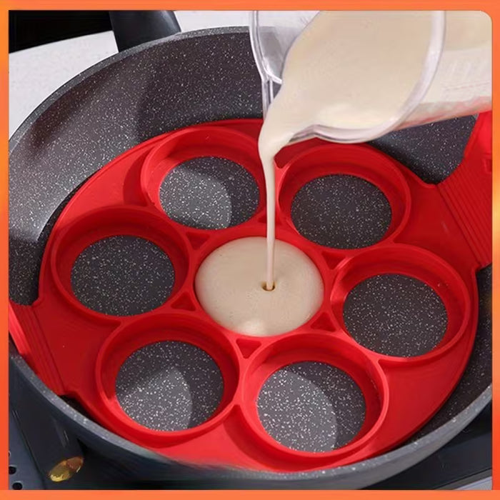 1 Molde de Silicona para Panqueques y Huevos, Sartén Antiadherente de 7 Agujeros