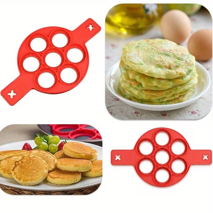 1 Molde de Silicona para Panqueques y Huevos, Sartén Antiadherente de 7 Agujeros