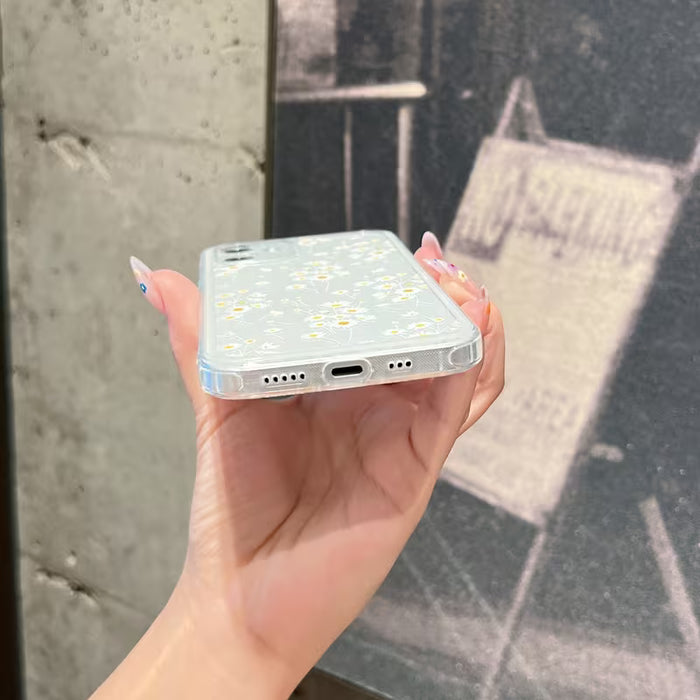 Shein Funda de pantalla ramo de margaritas transparente anti-caída caso de teléfono móvil, adecuado para serie de teléfonos móviles