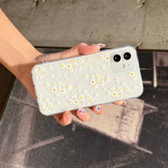 Shein Funda de pantalla ramo de margaritas transparente anti-caída caso de teléfono móvil, adecuado para serie de teléfonos móviles