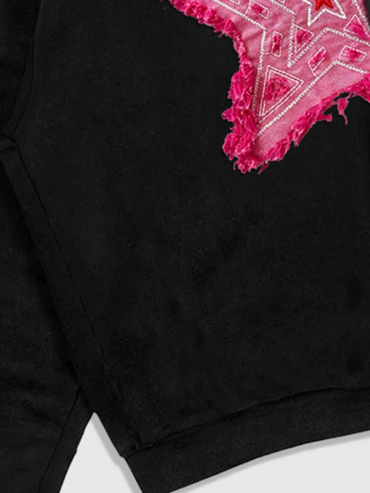 Shein ROMWE MEN Street Life Sudadera casual de manga larga con capucha y diseño de pentagrama para hombre