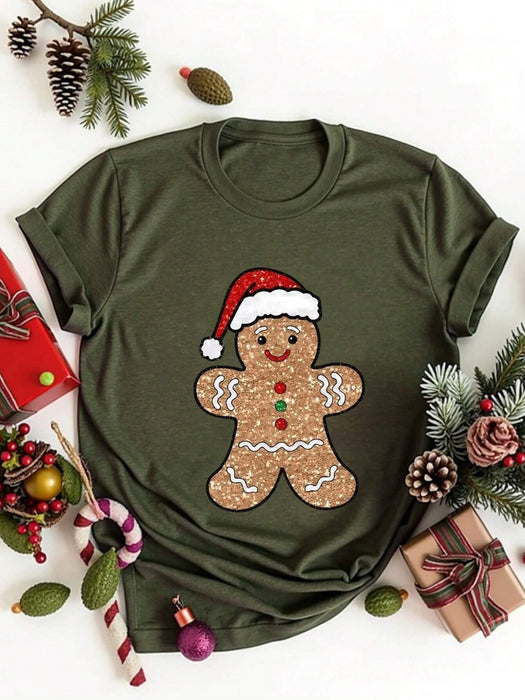 SHEIN Calvaya Camiseta casual de mujer con cuello redondo y estampado