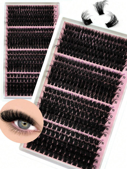 Shein 330 piezas de extensiones de pestañas en racimos individuales, bandeja mixta de 4 estilos